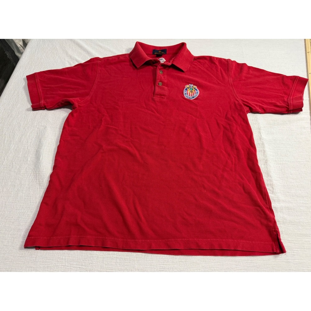 Antigua Club Deportivo Chivas USA Mens Red Cotton Polo Shirt Size M MLS Soccer